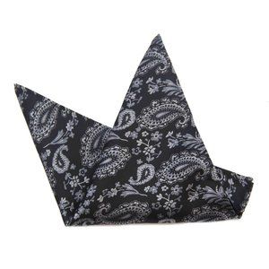 Gascoigne Silk Pocket Square Gray Paisley Men's